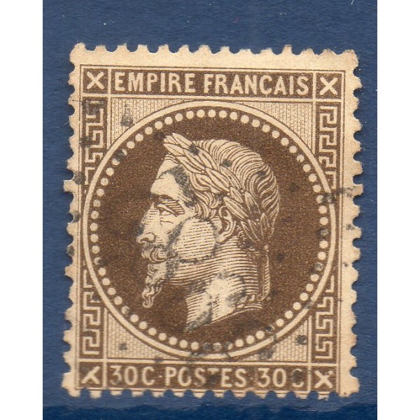 Timbre France Yvert No 30b Empire Lauré 30c brun-noir Oblitéré gros chiffres