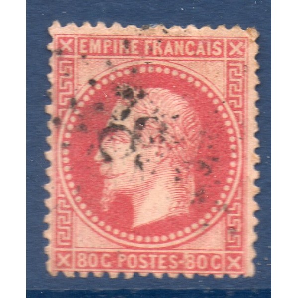 Timbre France Yvert No 32 Empire Lauré 80c rose Oblitéré gros chiffres