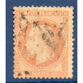 Timbre France Yvert No 31f Empire Lauré 40c orange terne Oblitéré