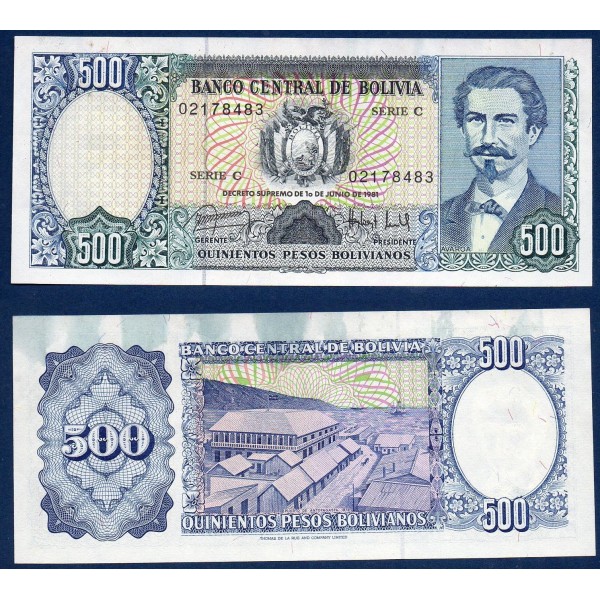 Bolivie P.166a, Sup Billet de 500 Pesos 1987 Eduardo Avaroa