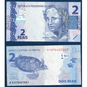Bresil P.252g, TTB Billet de 2 reais 2010 bleu
