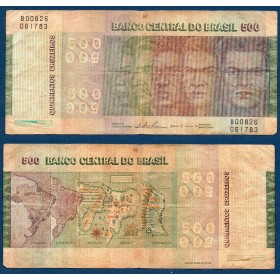 Bresil P.196Aa, B Billet de 500 Cruzeiros 1972 groupes raciaux