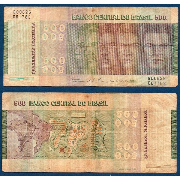 Bresil P.196Aa, B Billet de 500 Cruzeiros 1972 groupes raciaux