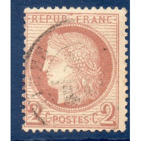 Timbre France Yvert No 51 Type Cérès 2c rouge-brun Oblitéré C à Date