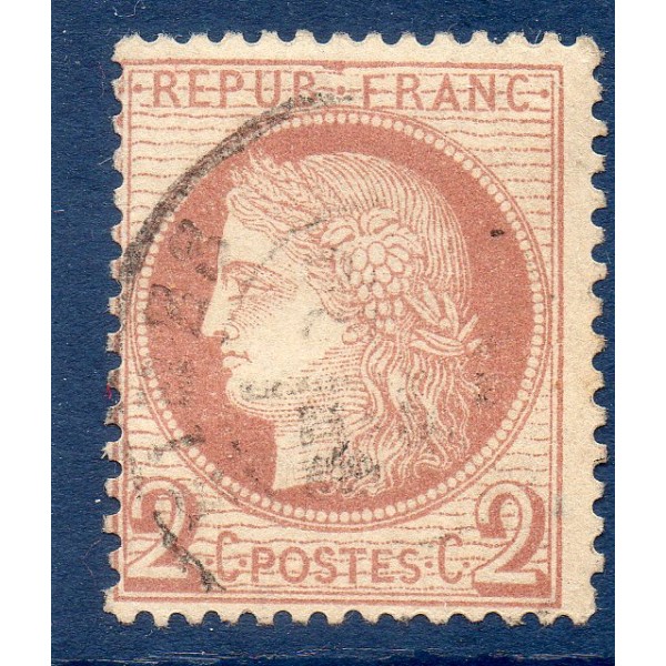 Timbre France Yvert No 51 Type Cérès 2c rouge-brun Oblitéré C à Date