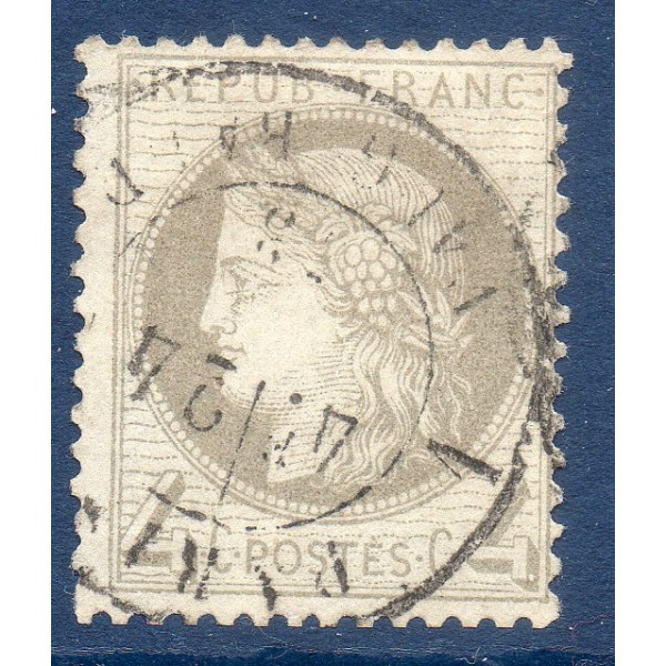 Timbre France Yvert No 52 Type Cérès 4c gris Oblitéré cachet à date