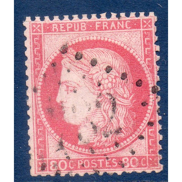Timbre France Yvert No 57 Type Cérès 80c rose Oblitéré gros chiffres