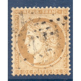 Timbre France Yvert No 36a Cérès Siège de Paris 10 c bistre-brun Oblitéré étoile de Pari