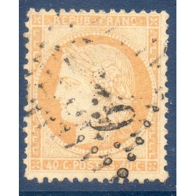 Timbre France Yvert No 38b Cérès Siège de Paris 40 c orange clair Oblitéré gros chiffres