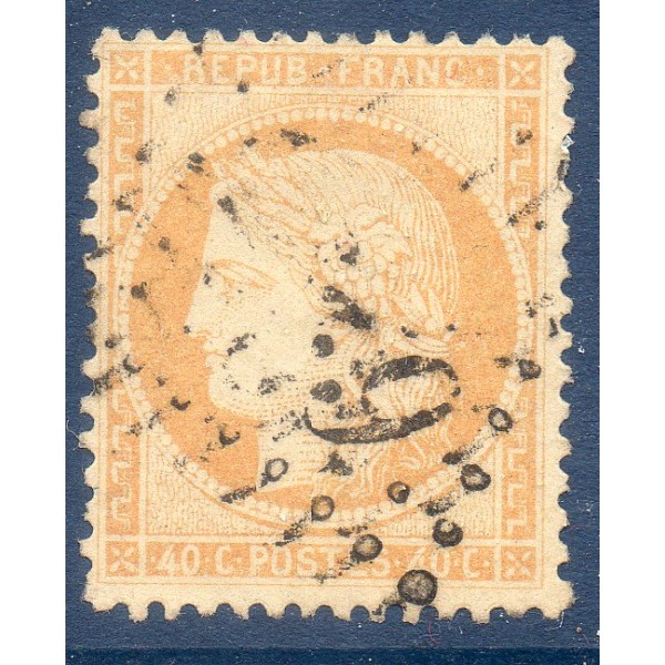 Timbre France Yvert No 38b Cérès Siège de Paris 40 c orange clair Oblitéré gros chiffres