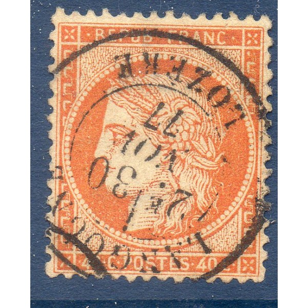 Timbre France Yvert No 38 Cérès Siège de Paris 40 c orange Oblitéré CaD type 16