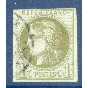 Timbre France Yvert No 39C Émission de Bordeaux 1c olive Oblitéré CaD type 17