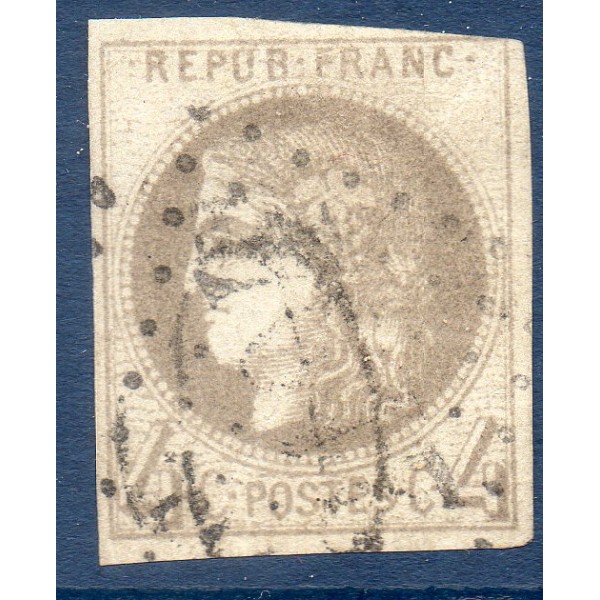 Timbre France Yvert No 41B Émission de Bordeaux 4c gris Oblitéré