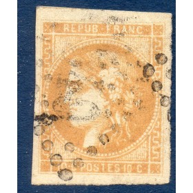 Timbre France Yvert No 43A Émission de Bordeaux 10c bistre Oblitéré gros chiffres