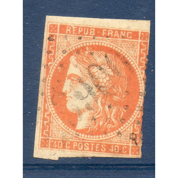 Timbre France Yvert No 48 Émission de Bordeaux 40c orange Oblitéré gros chiffres