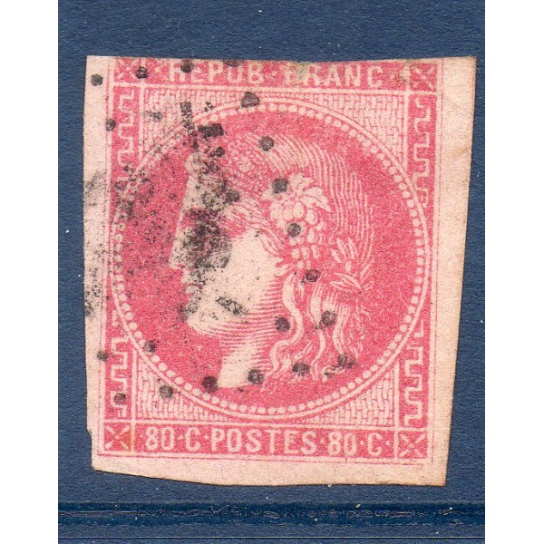 Timbre France Yvert No 49 Émission de Bordeaux 80c rose Oblitéré