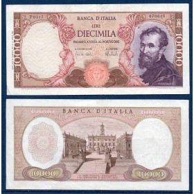 Italie P.97f, TTB Billet de 10000 Lire 1973 Michelangelo