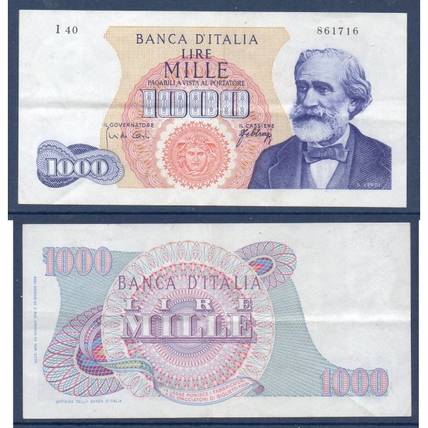 Italie P.96d, TTB Billet de 1000 Lire 1965-1966 Verdi