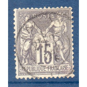 Timbre France Yvert No 66 Type I Sage 15c gris Oblitéré