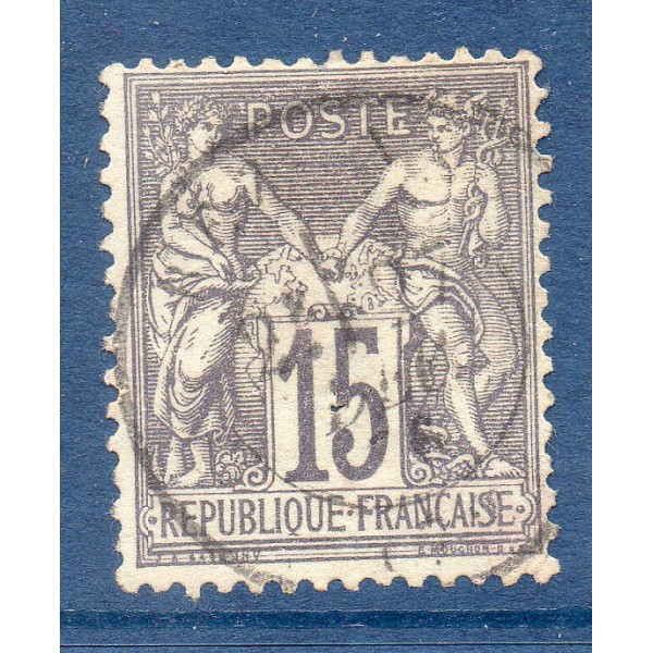 Timbre France Yvert No 66 Type I Sage 15c gris Oblitéré
