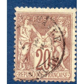 Timbre France Yvert No 67 Type I Sage 20c brun-lilas Oblitéré