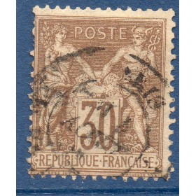 Timbre France Yvert No 69b Type I Sage 30c brun foncé Oblitéré