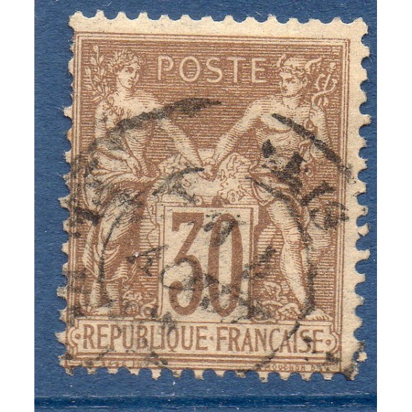 Timbre France Yvert No 69b Type I Sage 30c brun foncé Oblitéré