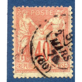 Timbre France Yvert No 70 Type I Sage 40c rouge-orange Oblitéré