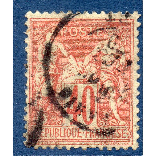 Timbre France Yvert No 70 Type I Sage 40c rouge-orange Oblitéré