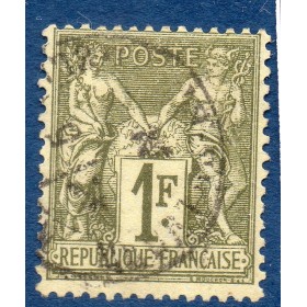 Timbre France Yvert No 72 Type I Sage 1fr bronze Oblitéré