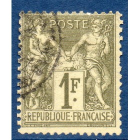 Timbre France Yvert No 72 Type I Sage 1fr bronze Oblitéré