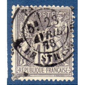Timbre France Yvert No 77 Type II Sage 15c gris Oblitéré