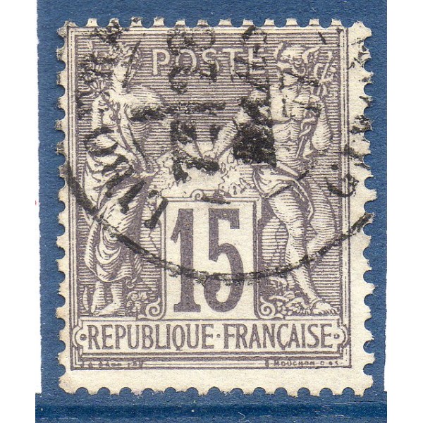 Timbre France Yvert No 77 Type II Sage 15c gris Oblitéré