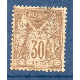 Timbre France Yvert No 80 Type II Sage 30c brun-jaune Oblitéré