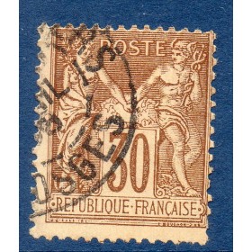 Timbre France Yvert No 80a Type II Sage 30c brun Oblitéré
