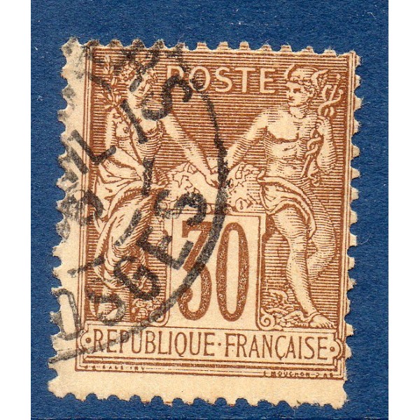Timbre France Yvert No 80a Type II Sage 30c brun Oblitéré