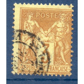 Timbre France Yvert No 86 Type II Sage 3c bistre-jaune Oblitéré