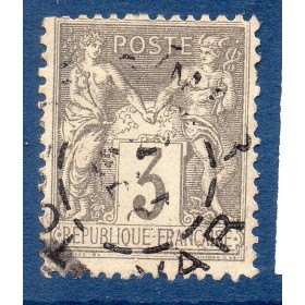 Timbre France Yvert No 87 Type II Sage 3c gris Oblitéré