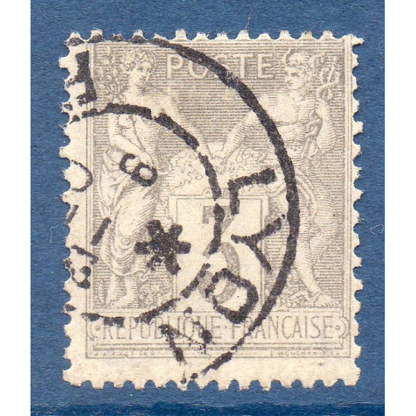 Timbre France Yvert No 87b Type II Sage 3c gris-jaunâtre Oblitéré