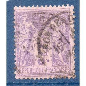 Timbre France Yvert No 95a Type II Sage 5fr lilas-rose s. lilas pâle Oblitéré