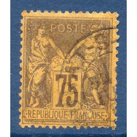 Timbre France Yvert No 99a Type II Sage 75c violet s. jaune Oblitéré