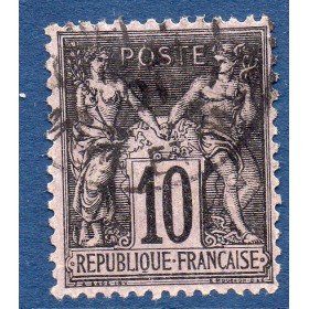 Timbre France Yvert No 103 Type I Sage 10c noir s. lilas Oblitéré