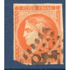 Timbre France Yvert No 48 Émission de Bordeaux 40c orange Oblitéré gros chiffres