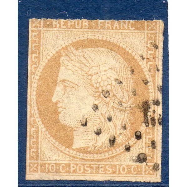 Timbre France Yvert No 43B Émission de Bordeaux 10c bistre-jaune Oblitéré