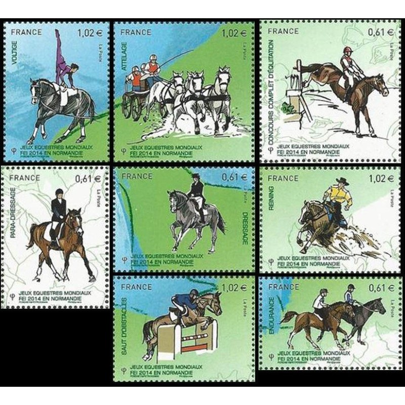 Timbre France Yvert No 4890-4897 Jeux equestres 2014 en france