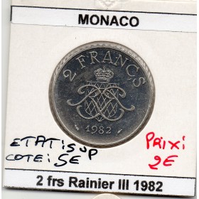 Monaco 2 Francs 1982 Sup, Gad.151 Rainier III