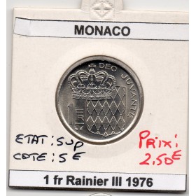Monaco 1 Franc 1976 Sup+, Gad.150 Rainier III