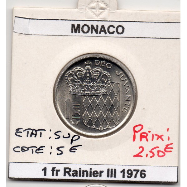 Monaco 1 Franc 1976 Sup+, Gad.150 Rainier III