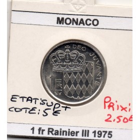Monaco 1 Franc 1975 Sup+, Gad.150 Rainier III