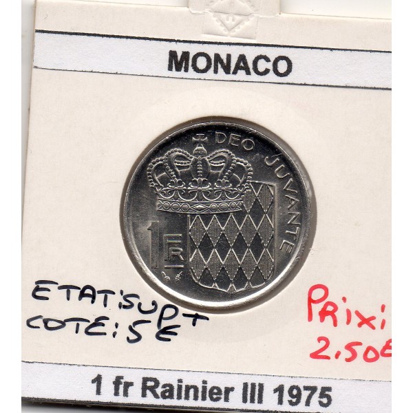 Monaco 1 Franc 1975 Sup+, Gad.150 Rainier III